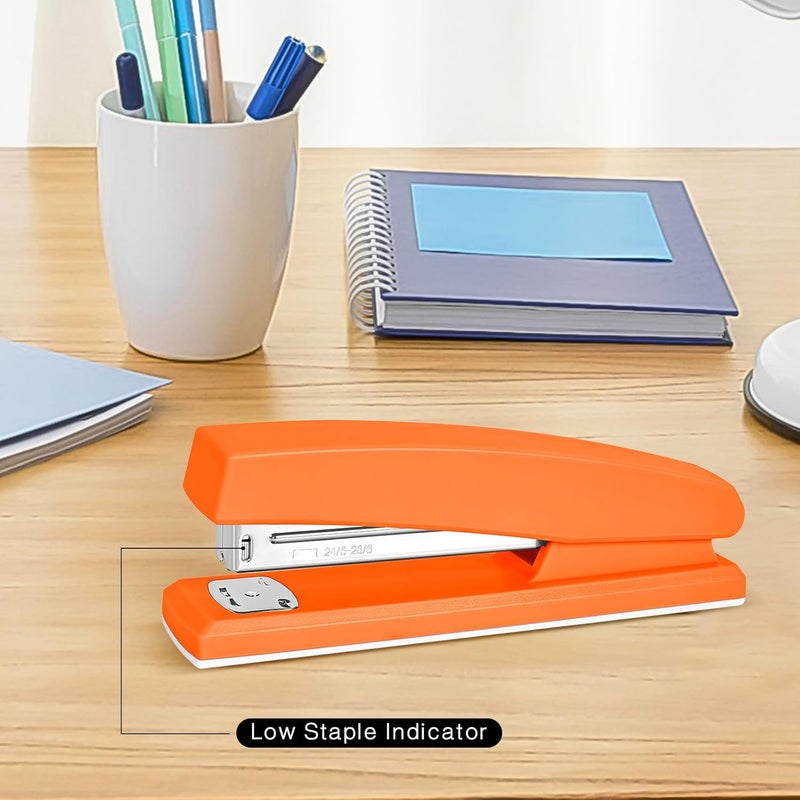 Muxdilu Stapler 25 Sheet Capacity with 1000 Staples and Staple Remover - Staplers for Desk, Non-Slip Office Stapler with Staples, Orange - Image 3